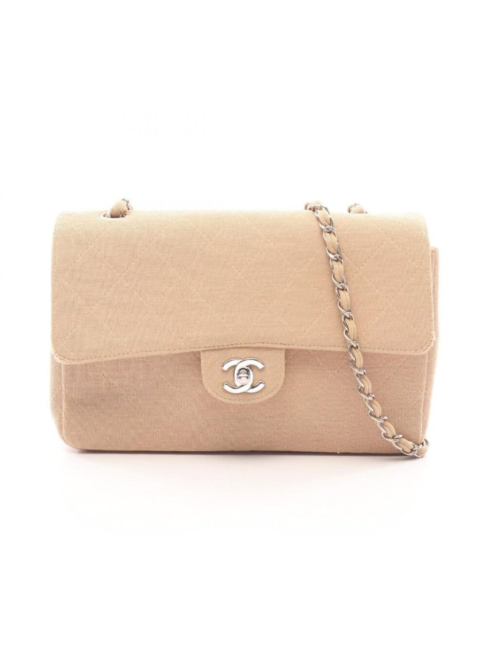 Chanel Shoulder Bag Quilted Single Flap Beige Chain